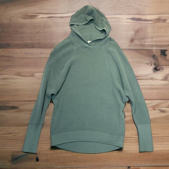 Cynthia Rowley pullover hoodie sweater Size Medium sage green chunky open knit - Picture 2 of 6